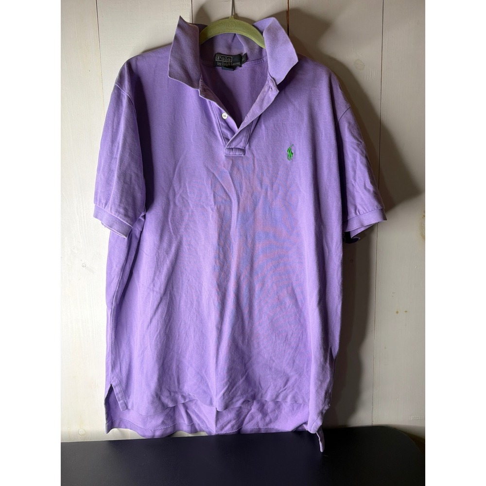 Polo Ralph Lauren Mens XL Purple Cotton Pique Polo Green Pony